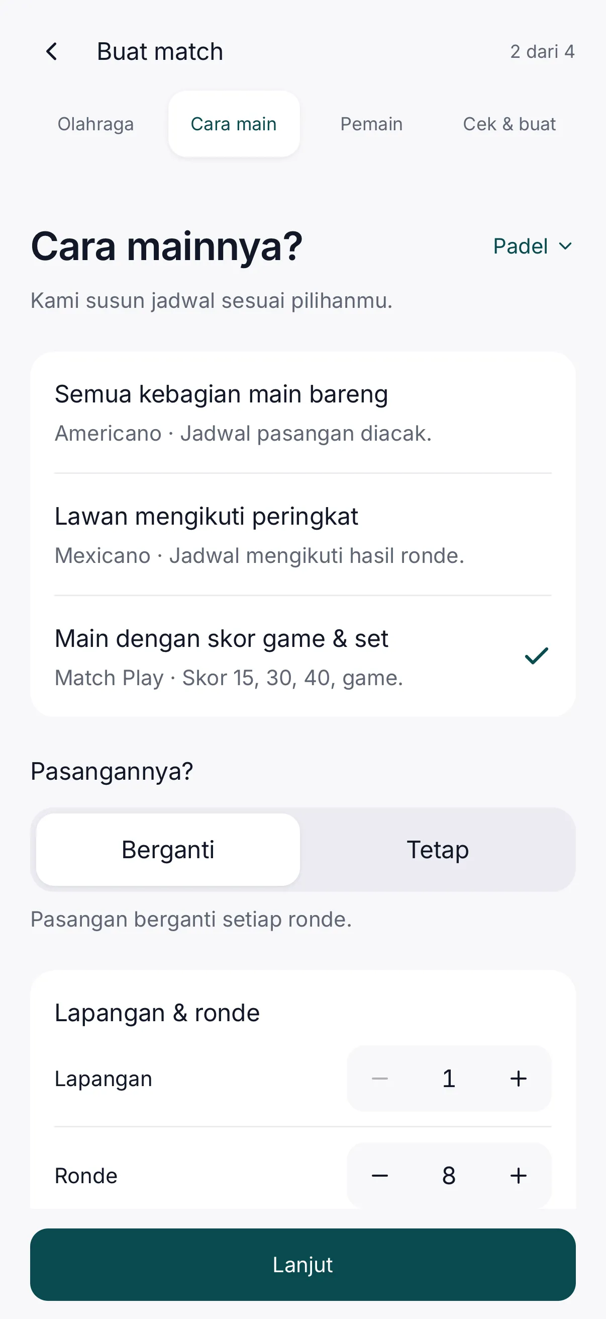 Match Play settings in FOM Play