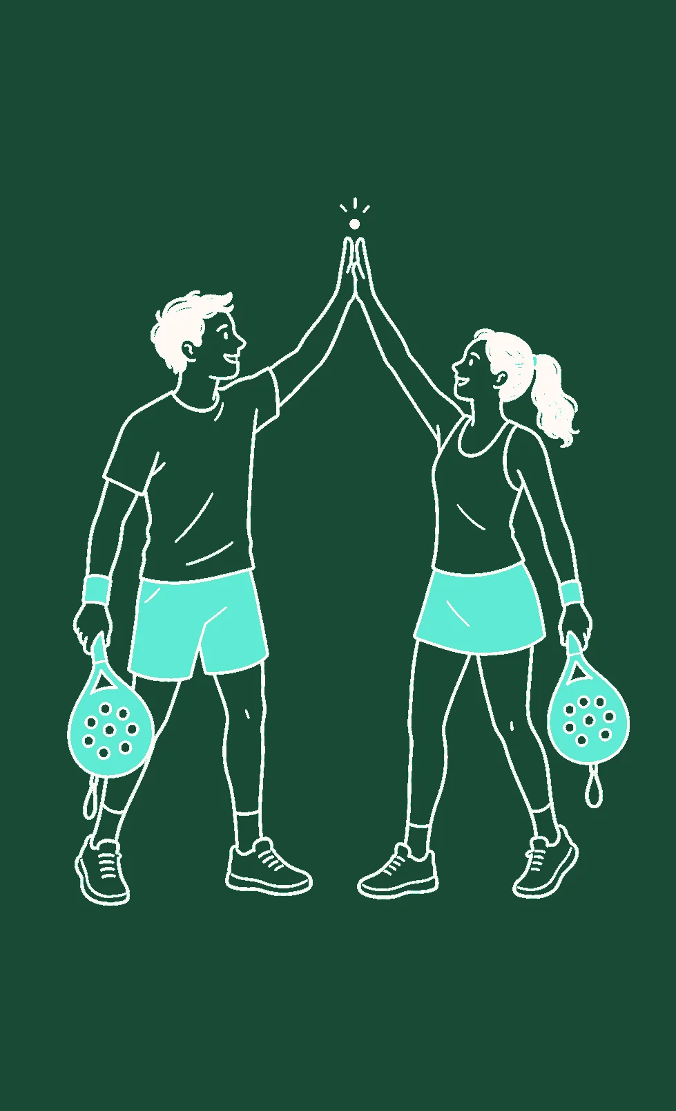 Two padel players celebrating with a high-five