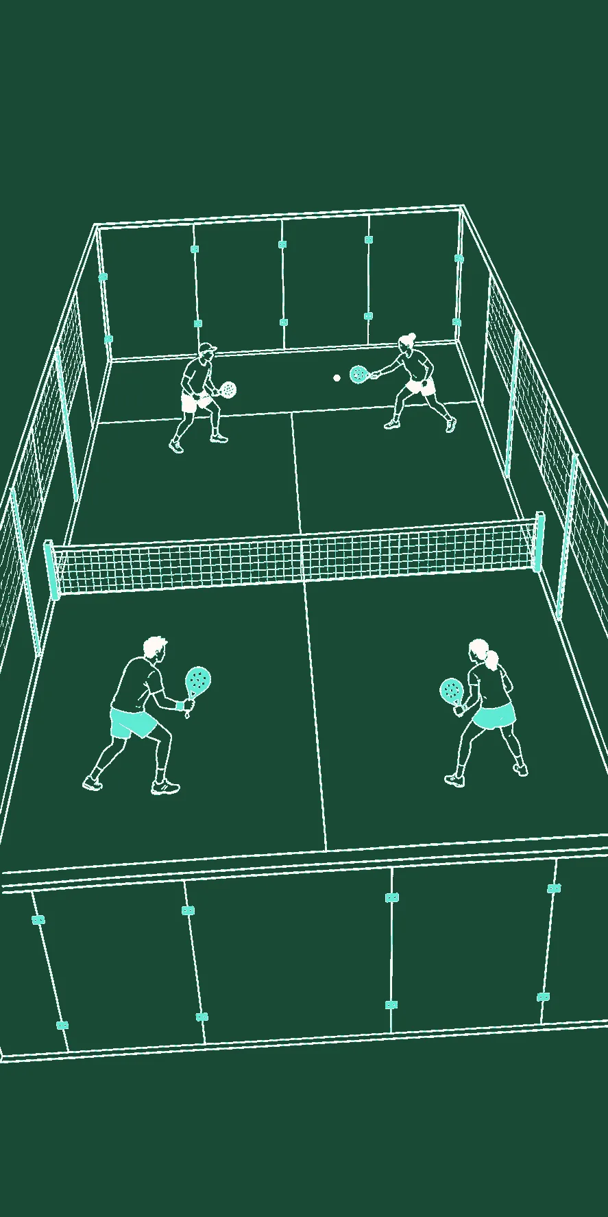 Four players following one padel session