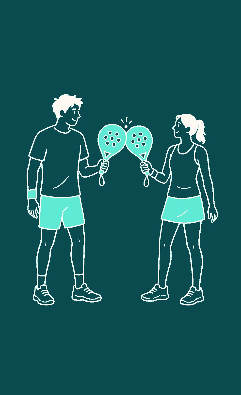 Two players tapping their padel rackets