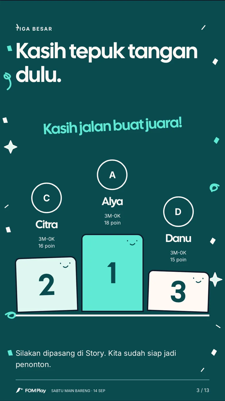 Si Paling Cupu, slide 3: Podium